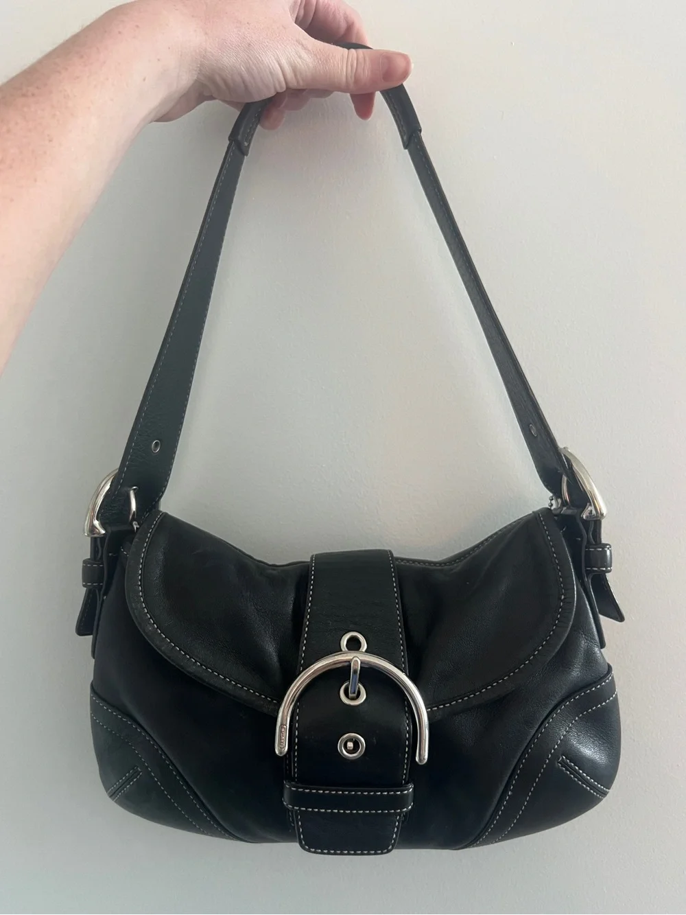 Vintage Coach 9247 Soho Black Leather Shoulder Bag